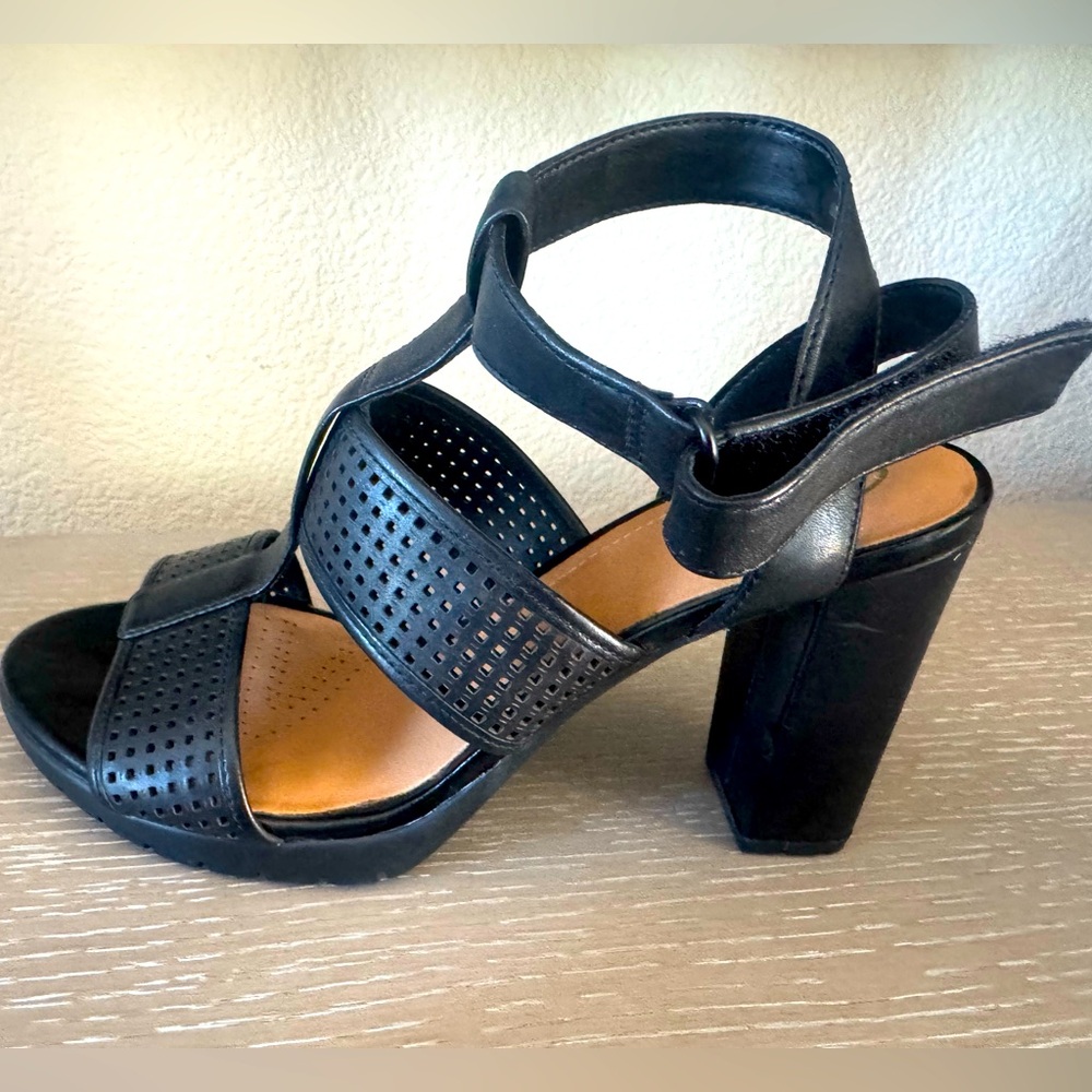 Clarks Black Perforated Sandals